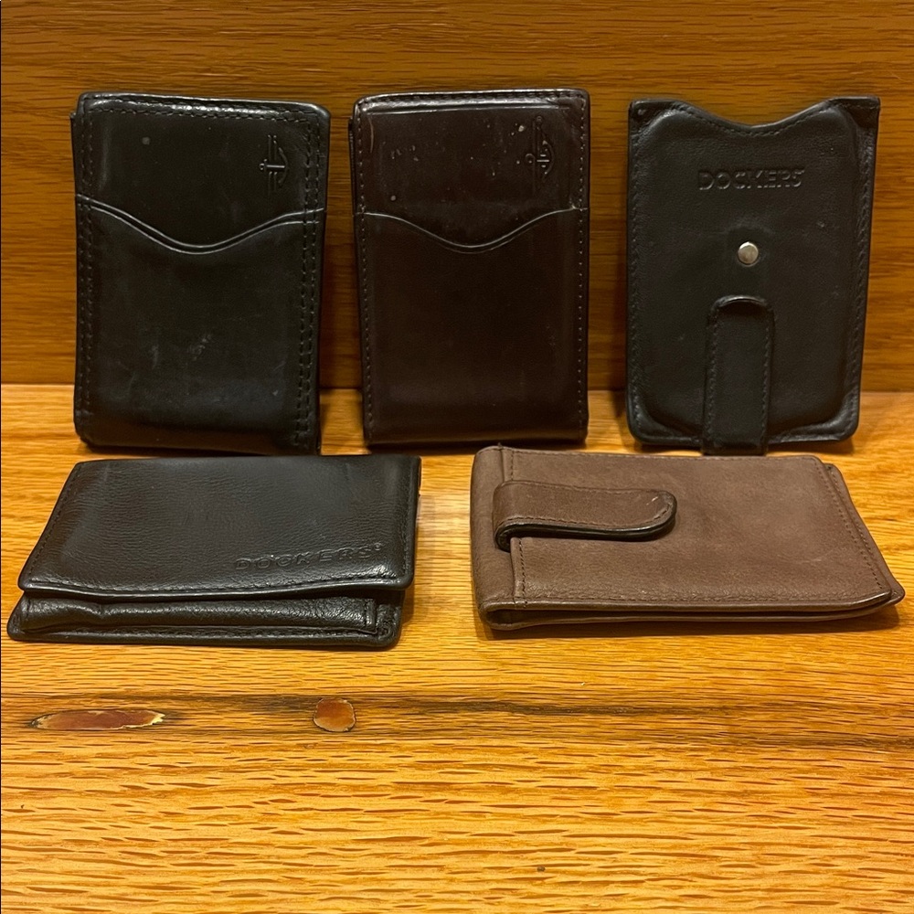 Dockers & Eddie Bauer Leather Card Wallets in Black and Brown
